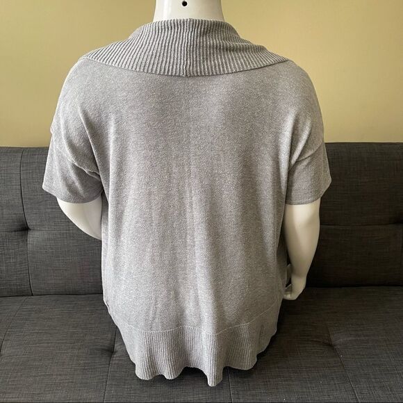 Grey Open Short Sleeved Knit Cardigan - Picture 4 of 4